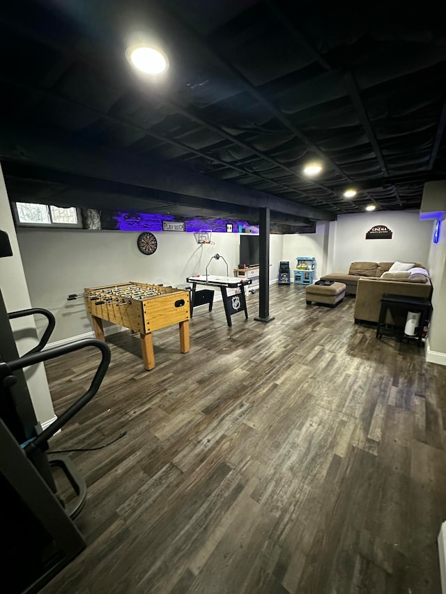 playroom featuring hardwood / wood-style floors