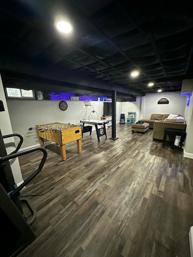 recreation room featuring wood-type flooring