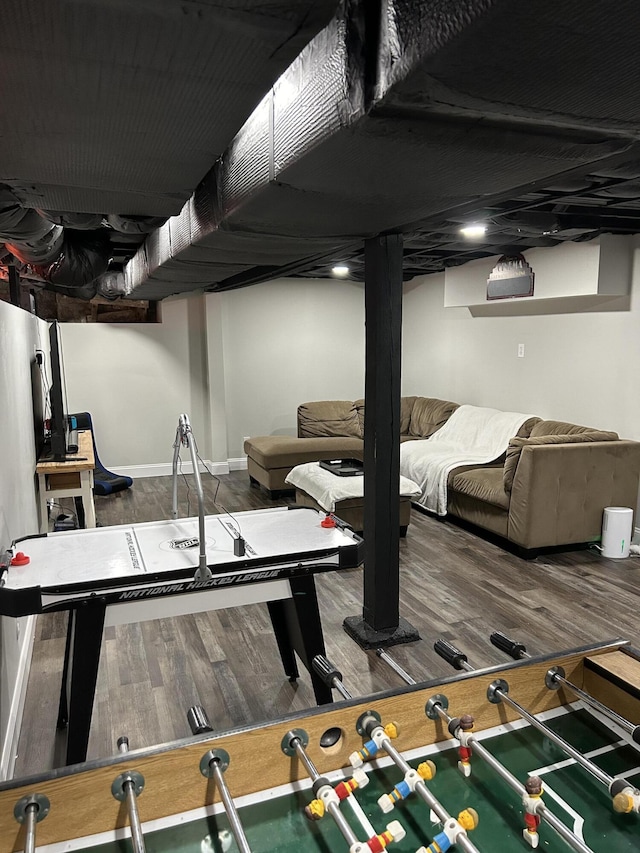 game room featuring hardwood / wood-style floors