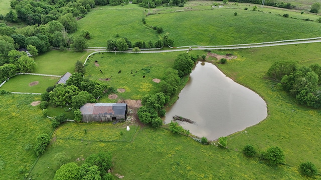 birds eye view of property with a rural view and a water view