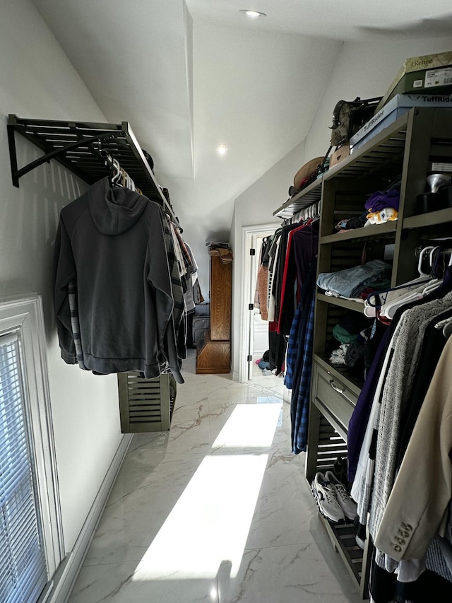 2458 High Bridge Rd, Lancaster, KY 40444 - spacious closet with marble look tiles and vaulted ceiling