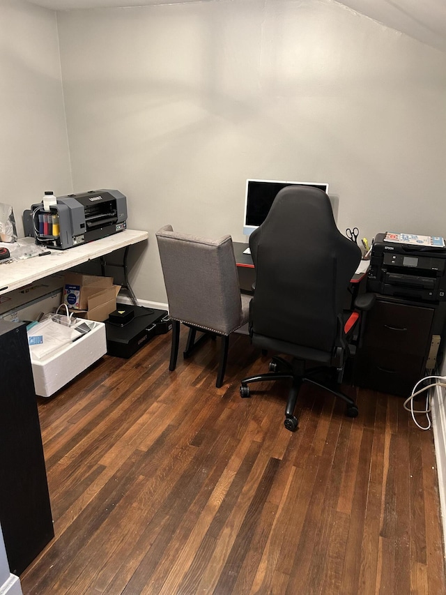 office area with dark wood-type flooring