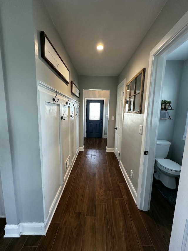 2458 High Bridge Rd, Lancaster, KY 40444 - corridor featuring dark wood-style flooring and baseboards