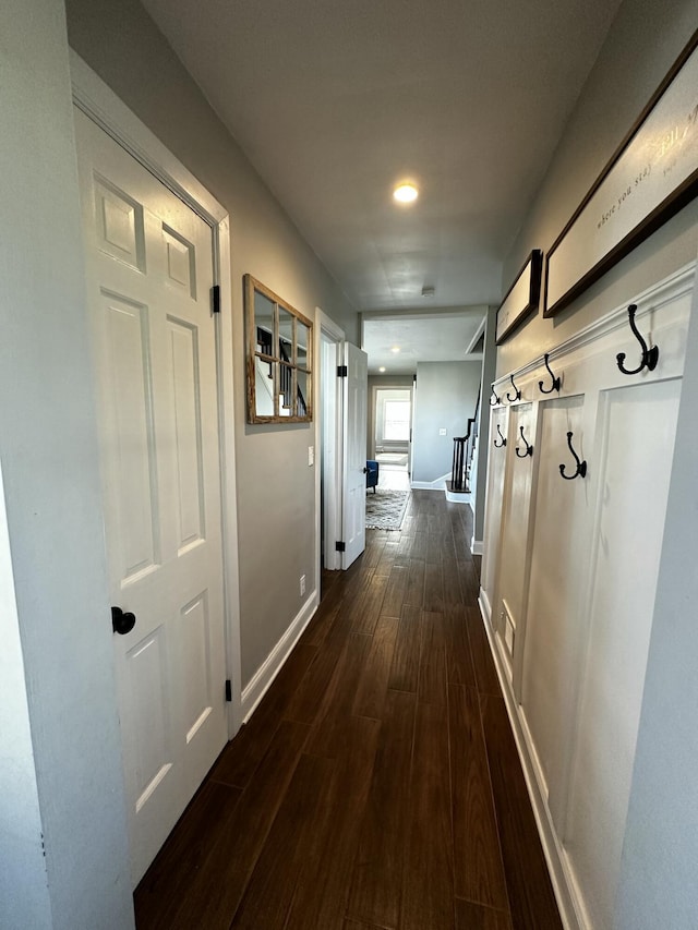 2458 High Bridge Rd, Lancaster, KY 40444 - hallway with dark wood-style floors and baseboards