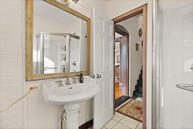 bathroom with tile patterned flooring