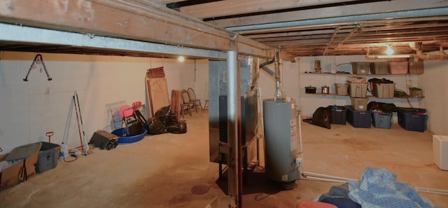 basement featuring water heater