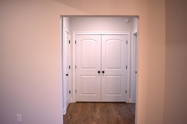 hall featuring dark wood-type flooring