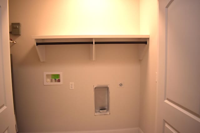 washroom with washer hookup, laundry area, hookup for an electric dryer, and hookup for a gas dryer