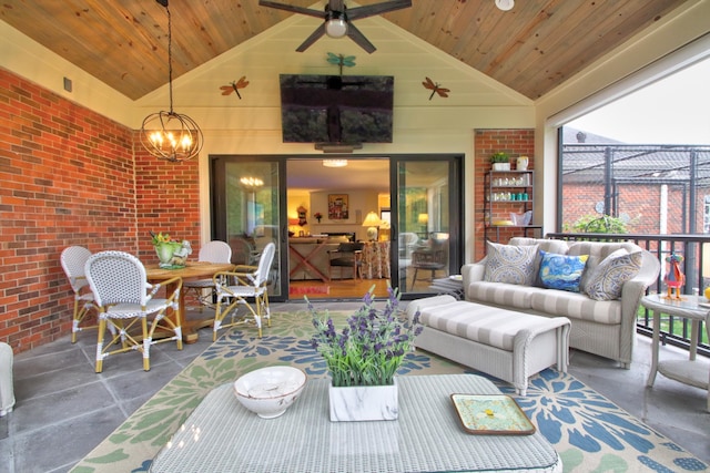 view of patio with an outdoor hangout area and ceiling fan