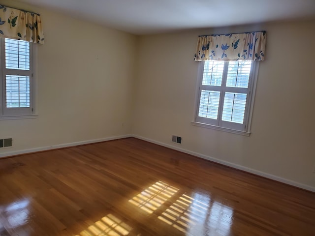 spare room featuring wood-type flooring