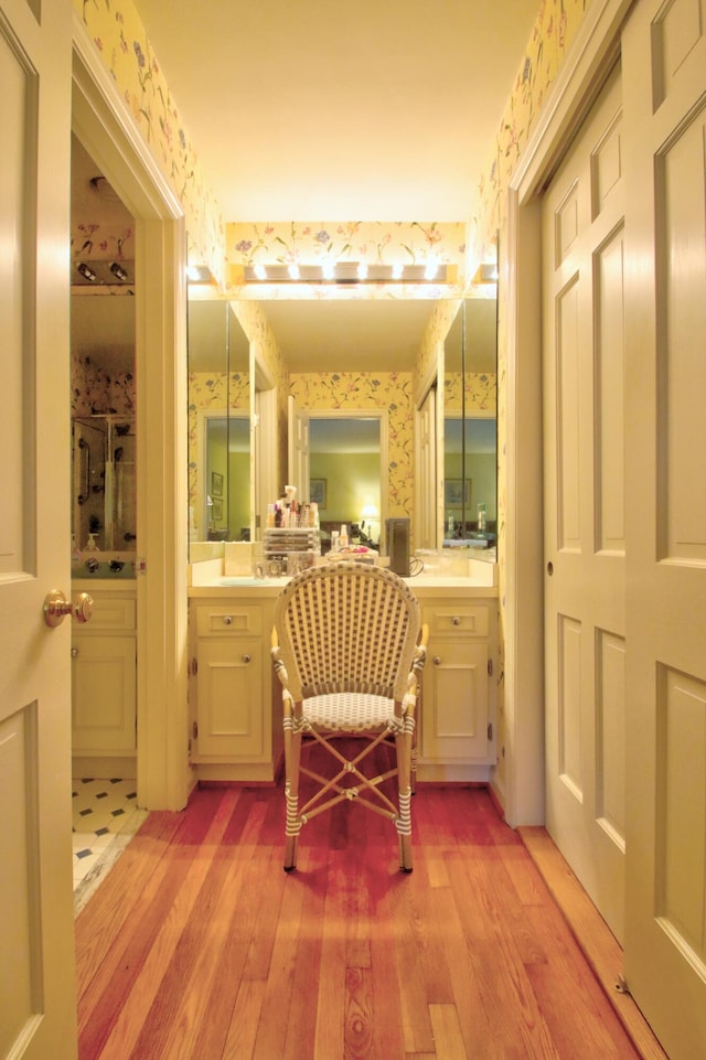 bathroom featuring hardwood / wood-style floors