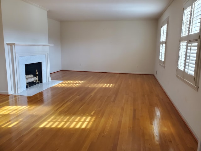 unfurnished living room featuring light hardwood / wood-style flooring