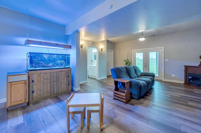 1063 Wades Mill Rd, Winchester, KY 40391 - living room with hardwood / wood-style flooring, baseboards, and french doors