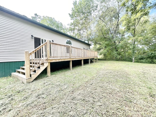 view of yard with a deck