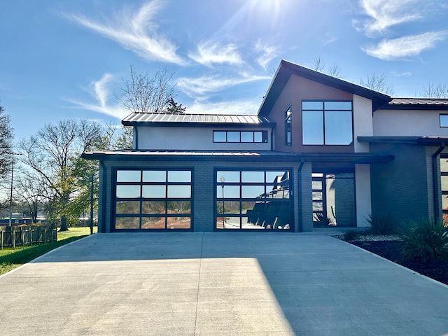 contemporary home with a garage