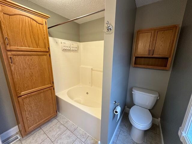 151 Surrounding Hills Dr, Somerset, KY 42503 - bathroom with tile patterned floors, toilet, washtub / shower combination, and a textured ceiling