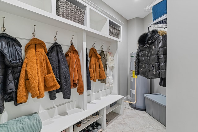 mudroom with electric water heater