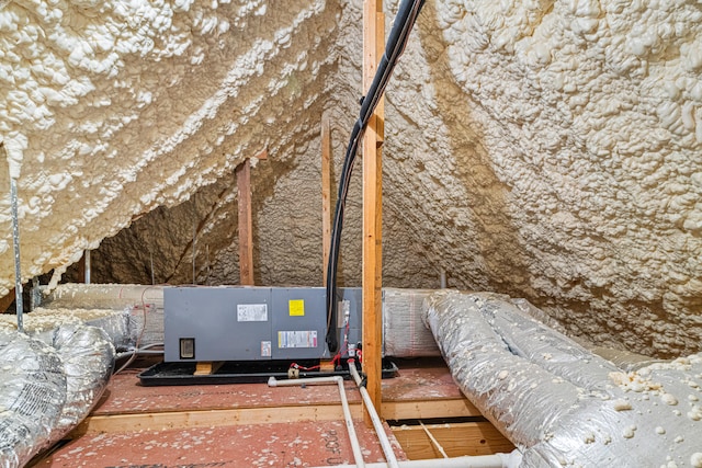 view of unfinished attic