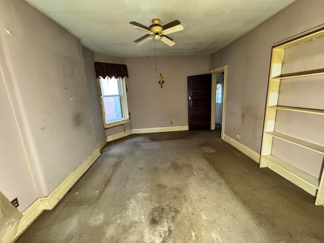 interior space featuring ceiling fan