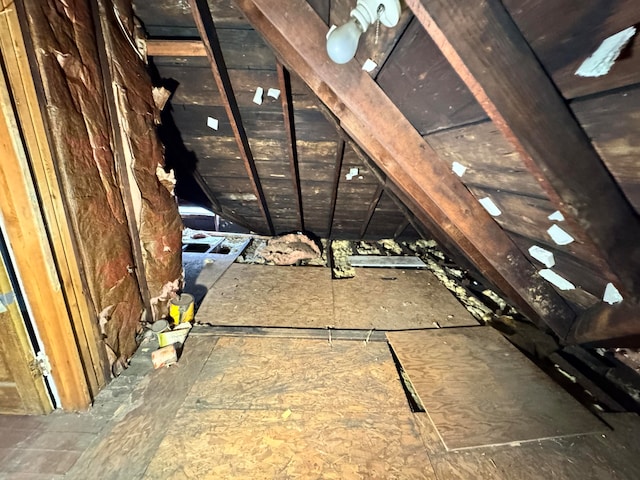 view of unfinished attic