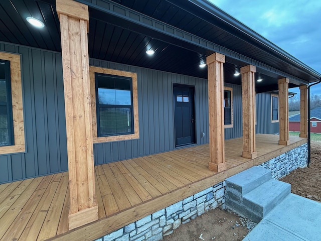 deck featuring covered porch