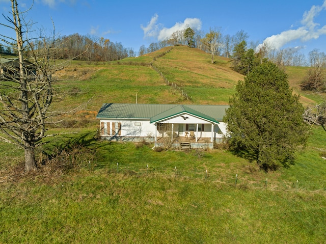 drone / aerial view with a rural view