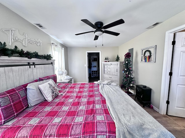 bedroom featuring ceiling fan