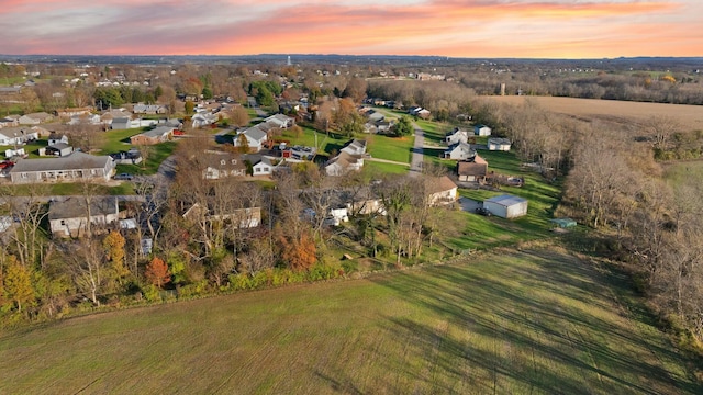 view of aerial view at dusk