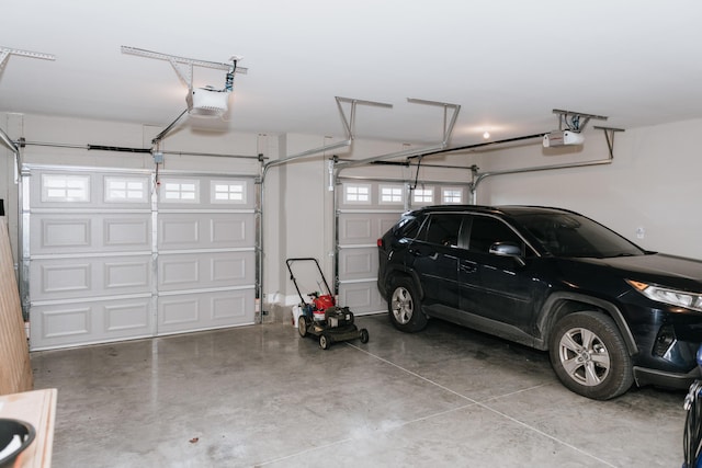 garage with a garage door opener