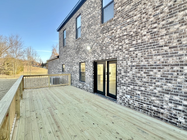 wooden deck with french doors