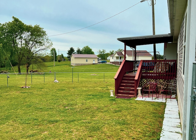 view of yard with a deck