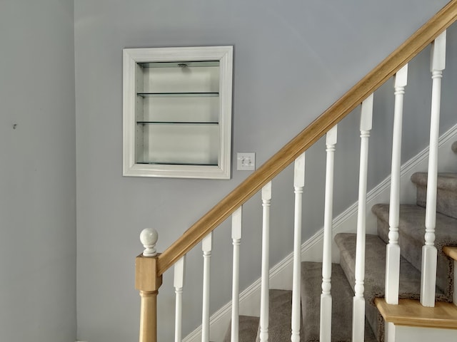 stairway with carpet floors