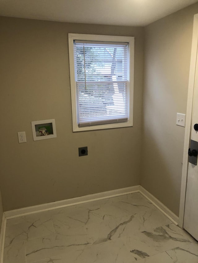 laundry room with electric dryer hookup and washer hookup