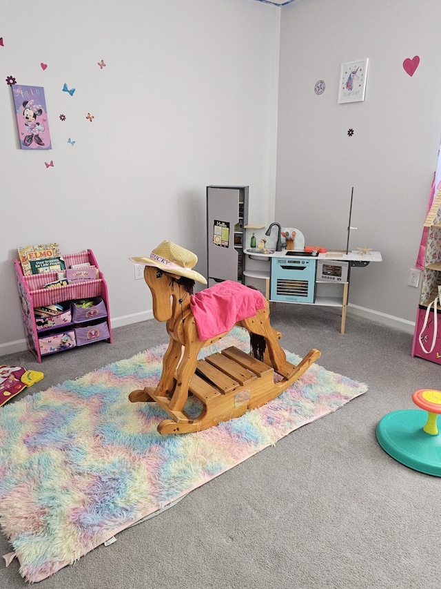 game room featuring carpet flooring