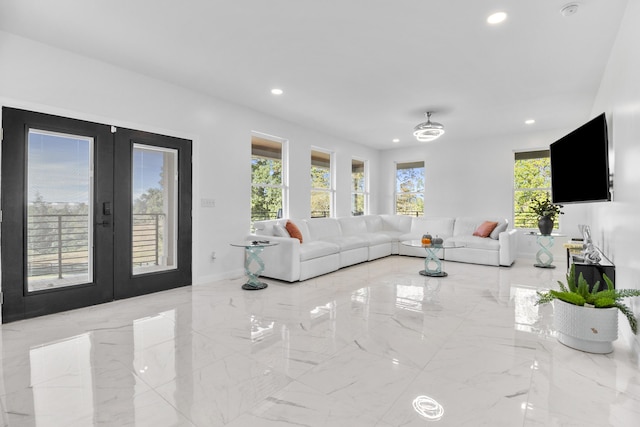 living room with french doors