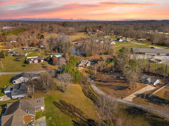 view of aerial view at dusk