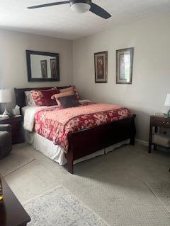 bedroom with carpet flooring and ceiling fan