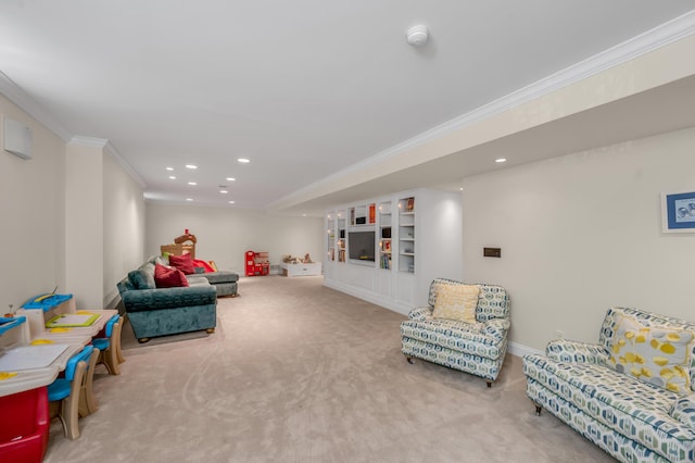 1821 Delong Rd, Lexington, KY 40515 - rec room with ornamental molding, recessed lighting, and carpet floors