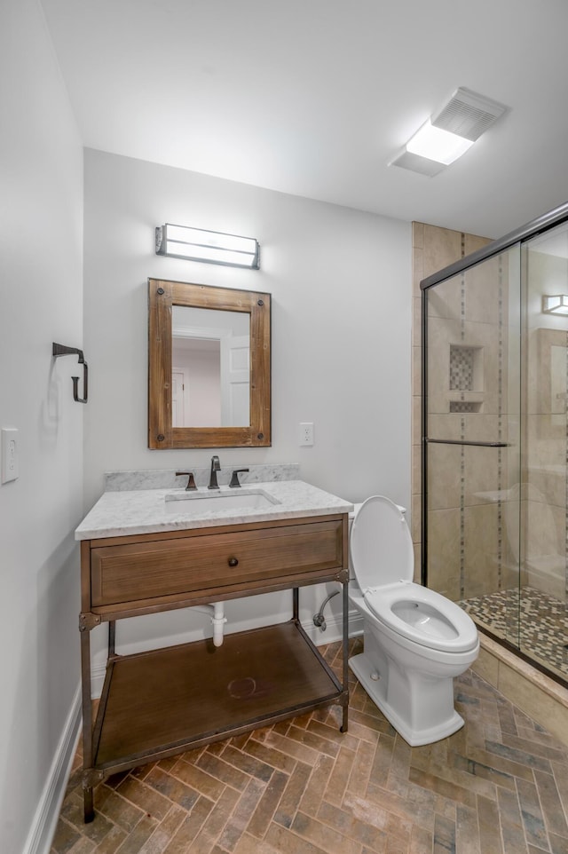 1821 Delong Rd, Lexington, KY 40515 - full bathroom with toilet, a stall shower, vanity, and baseboards