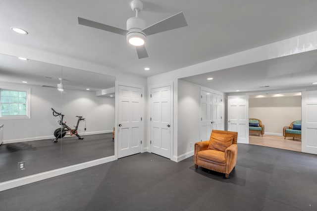 1821 Delong Rd, Lexington, KY 40515 - living area with baseboards, recessed lighting, and ceiling fan
