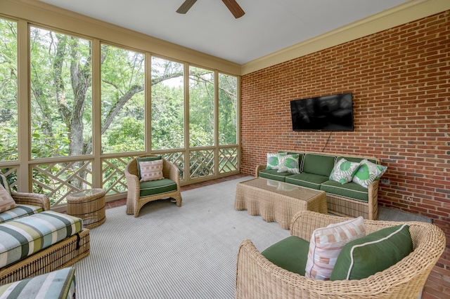 1821 Delong Rd, Lexington, KY 40515 - sunroom featuring outdoor lounge area and a ceiling fan