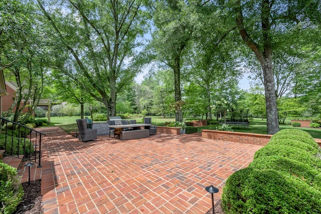 1821 Delong Rd, Lexington, KY 40515 - view of patio / terrace featuring outdoor lounge area and a trampoline