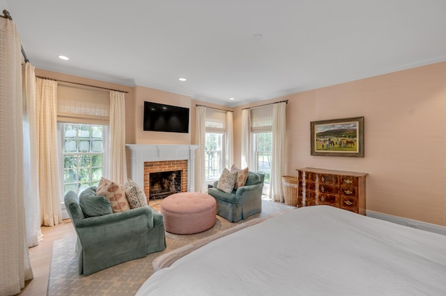 1821 Delong Rd, Lexington, KY 40515 - bedroom with a fireplace, crown molding, and recessed lighting