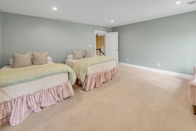 1821 Delong Rd, Lexington, KY 40515 - bedroom with visible vents, light colored carpet, and recessed lighting