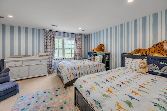 1821 Delong Rd, Lexington, KY 40515 - bedroom featuring carpet, visible vents, recessed lighting, and wallpapered walls