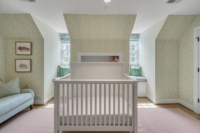 1821 Delong Rd, Lexington, KY 40515 - bedroom with visible vents, wallpapered walls, and baseboards