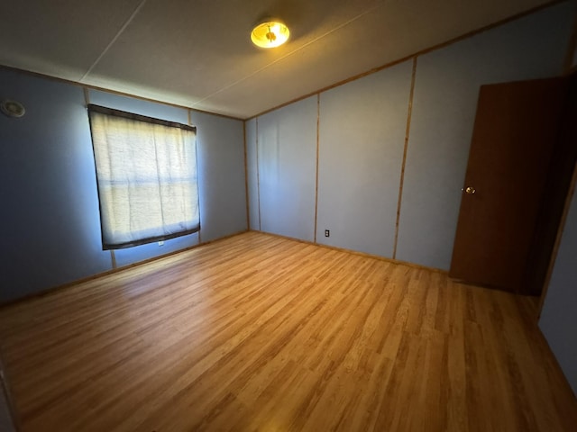 interior space with light wood-type flooring and a closet