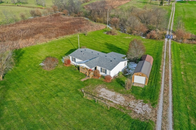 aerial view featuring a rural view