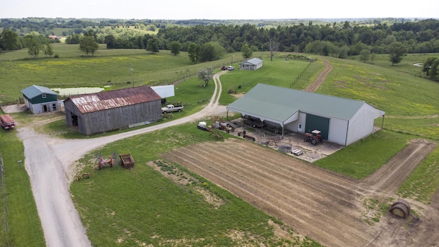 bird's eye view with a rural view