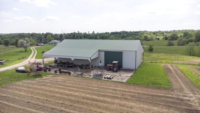 drone / aerial view with a rural view